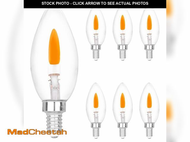 Lot 74-12701586 - HEWA-Tech E12 Base (Miniature Screw) C35 Flame Tip Flicker Bulbs - Crystal Clear Candle Light with O...