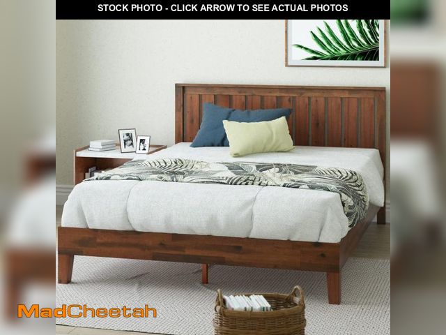 Lot 74-12136447 - ZINUS Vivek Deluxe Wood Platform Bed Frame with Headboard, Wood Slat Support, No Box Spring Needed, ...