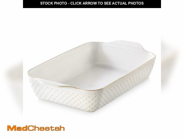 Lot 74-14266459 - DOWAN 9x13 Deep Lasagna Baking Dish, Ceramic Casserole Dish for Oven, 4 Quarts Embossed Baking Pan w...