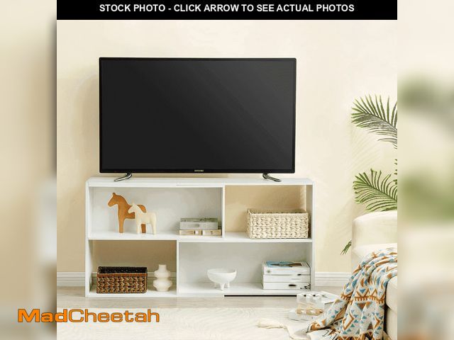 Lot 74-14071352 - Reliancer TV Stand for TVs Up To 65ââ, Open Storage Shelf Cabinet, Corner TV Console Table, Whit...