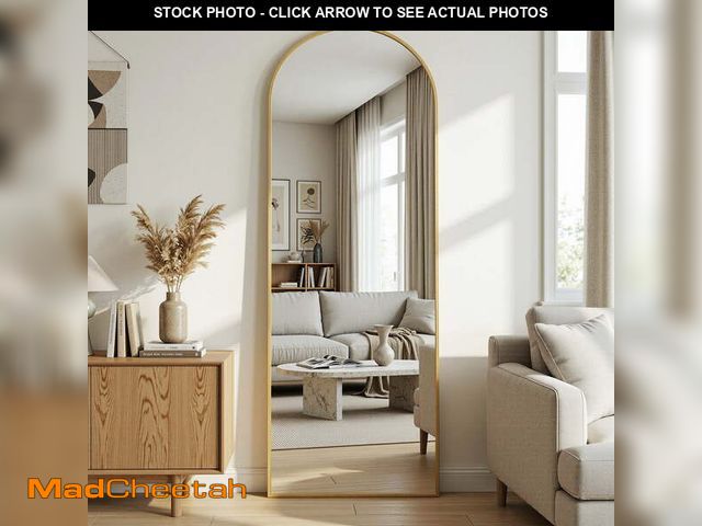 Lot 74-14307734 - Cuteday 59"x 16" Full Length Mirror Arched Standing Floor Mirror Full Body Mirror, Gold - UNUSED