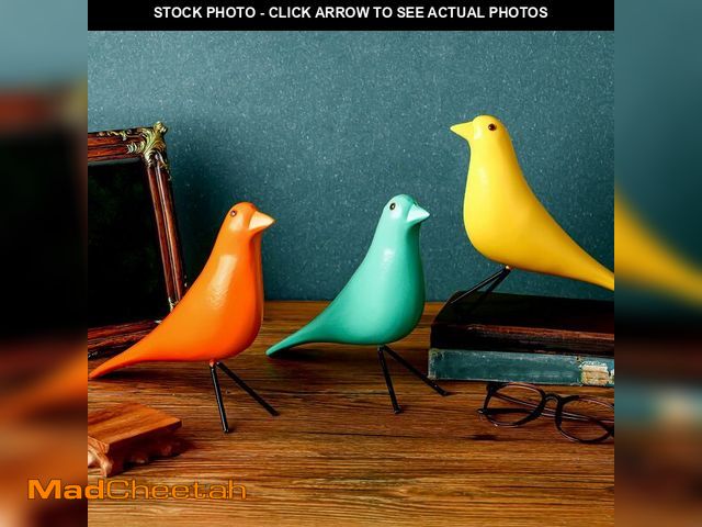 Lot 74-14044691 - AceOrbit 3 Pcs Mid Century Modern Decor Medieval Table Decor Large Ceramic Birds Orange Blue and Yel...
