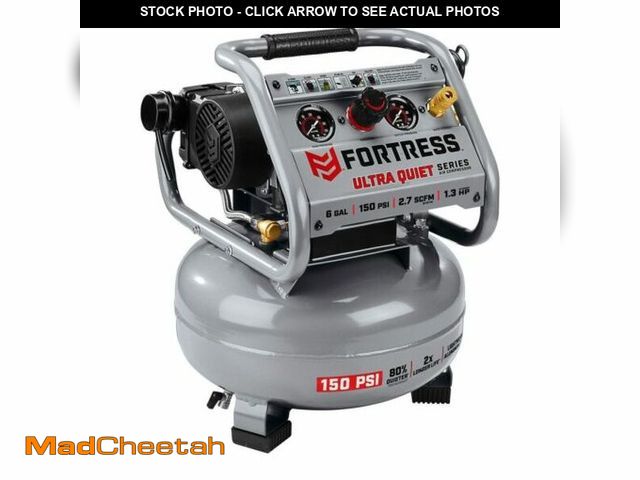 Lot 74-14082471 - FORTRESS 6 Gallon, 150 PSI Ultra Quiet Oil-Free Pancake Jobsite Air Compressor - USED