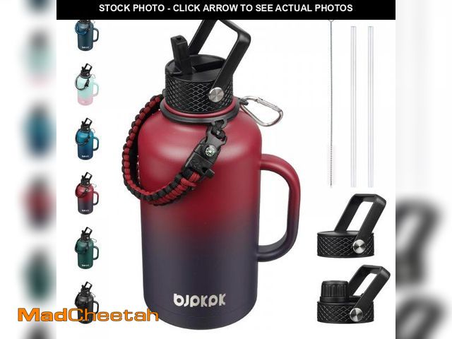 Lot 74-11547352 - BJPKPK Half Gallon Insulated Water Bottles with Straw Lid &amp; Side Handle, 50oz, 64oz, 87oz, 128oz...