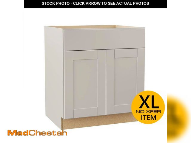 Lot 74-12811241 - Hampton Bay Shaker 30 in. W x 24 in. D x 34.5 in. H Assembled Base Cabinet in Dove Gray - UNUSED