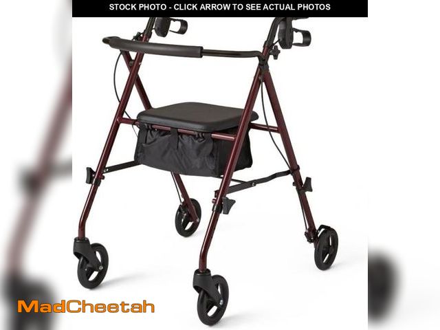 Lot 74-12399965 - Medline Ultralight Rollator with 6" Wheels, Burgundy - UNUSED