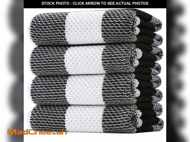 Lot 74-12603671 - Homaxy 100% Cotton Waffle Weave Check Plaid Kitchen Towels, 20 x 28 Inches, Super Soft and Absorbent...