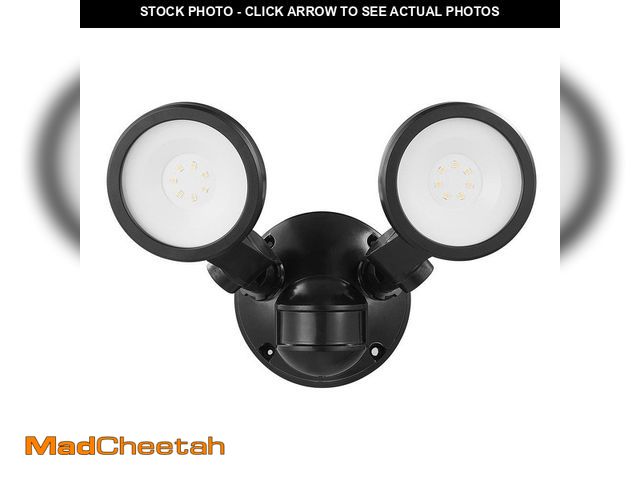 Lot 74-12745606 - Defiant 180ÃâÃÂ° Black Motion Sensing Security Light Wired Outdoor 2-Head LED Flood Light 1000 L...