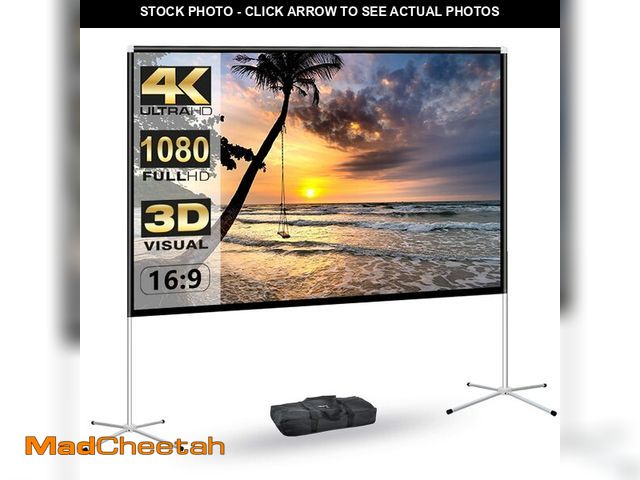 Lot 74-13547317 - Portable Projector Screen with Stand Outdoor: Camping Projection Screen 80 inch 4K Movie Screen for ...