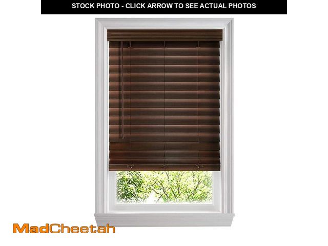Lot 74-14589622 - Home Decorators Collection Espresso Cordless Premium Faux Wood Blinds with 2.5 in. Slats - 35 in. W ...
