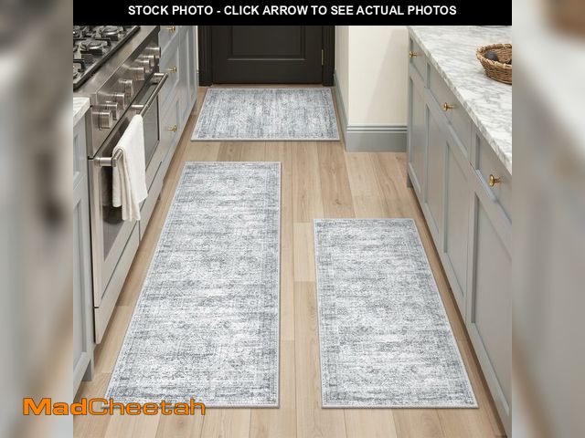 Lot 74-14480262 - Restydon Kitchen Rugs Sets of 3, 2x3 2x4 2x5 Rug Runner,Grey - UNUSED