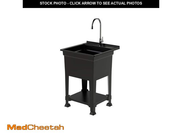 Lot 74-14593174 - Glacier Bay 24 in. W x 24 in. D x 35 in. H Freestanding Laundry/Utility Sink in Black with Stainless...
