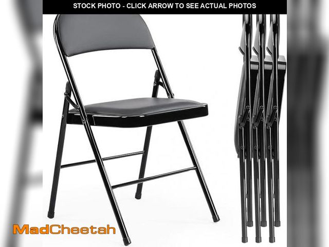 Lot 74-12098537 - Sweetcrispy Folding Chair 4 Pack, Leather Padded Folding Chairs, Sturdy Metal Foldable Chairs, Easy ...