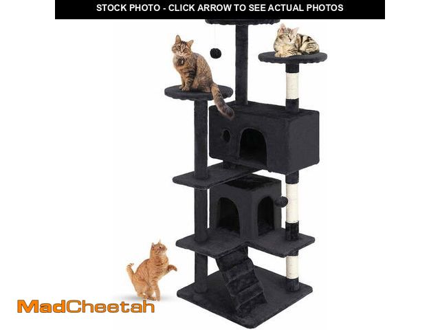 Lot 74-14587014 - Bestpet 54 in Dark Gray Cat Tree Tower with Scratch Posts Condo and Toys for Active Cats - UNUSED