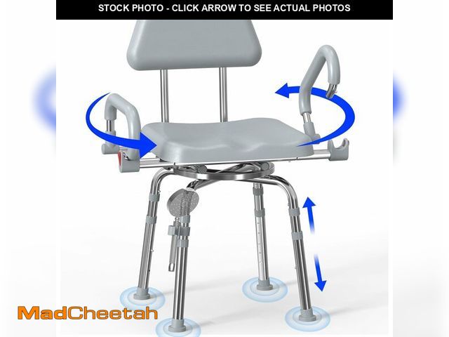 Lot 74-13419664 - ProTraverse Swivel Shower Chair with Arms and Back,Anti-Slip Design,with Security Belt for Elderly a...