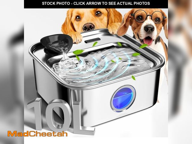 Lot 74-14063005 - oneisall Dog Water Fountain for Large Dogs, 10L/2.6Gal Stainless Steel Automatic Dog Water Bowl Disp...