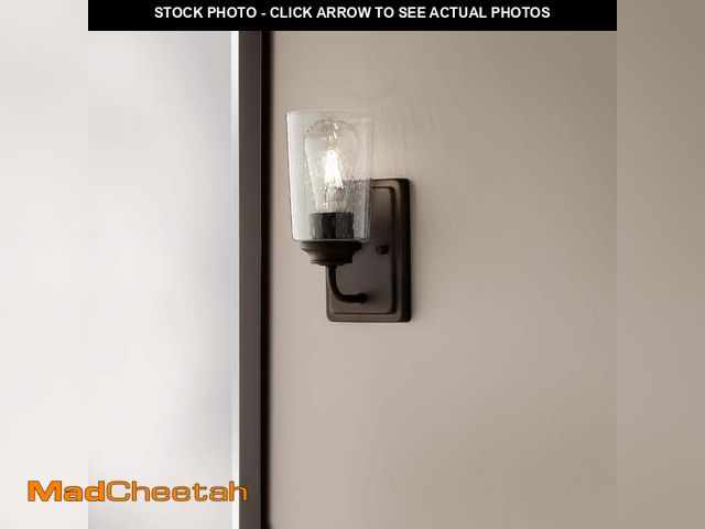 Lot 74-13799023 - Hampton Bay Evangeline 4.5 in. 1-Light Modern Bronze Indoor Wall Farmhouse Sconce with Clear Seeded ...