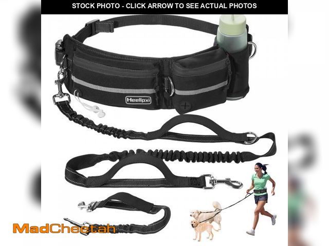 Lot 74-12307645 - Heellpxi Hands-Free Dog Leash With Pouch, Waist Attachment for Walking Two Dogs, Reflective Stitchin...