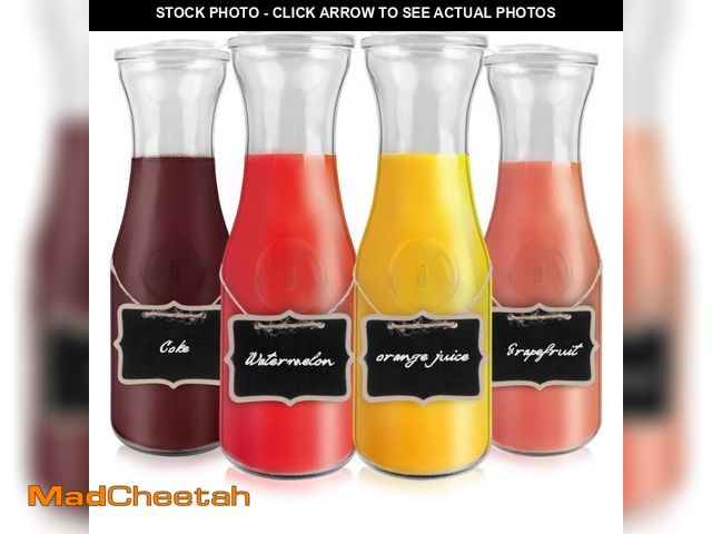 Lot 74-12115175 - Glass Carafe with Acrylic Lid,35 Oz Beverage Dispensers Carafe,Mimosa Bar Supplies,Clear Glass Pitch...