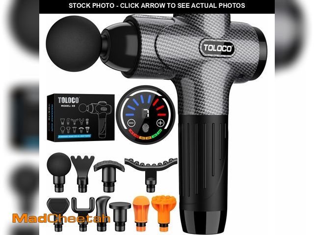 Lot 74-13549331 - TOLOCO Massage Gun, Upgrade Deep Tissue Back Massager with 10 Replacement Heads, Percussion Massage ...