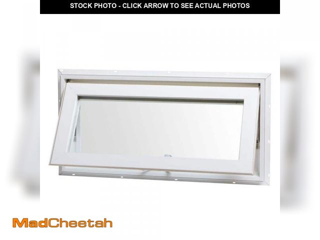 Lot 74-12146805 - 2 in. x 16 in. White Double-Pane Insulated Glass Hinged Vinyl Awning Window with Double Locks and Sc...