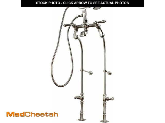 Lot 74-13844620 - Kingston Brass CCK103T8 Vintage/Aqua Eden Tub Filler Combo with Lever Handle and Supply Lines, Brush...