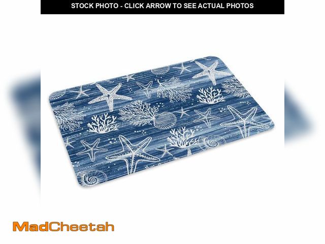 Lot 74-14383336 - Navy Blue Coastal Front Door Mat Indoor Outdoor Entrance Welcome Floor Mats, Summer Beach Heavy Duty...