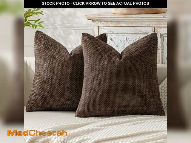Lot 74-13627817 - MIULEE Pack of 2 Couch Throw Pillow Covers 20x20 Inch Neutral Dark Brown Boho Accent Decorative Pill...