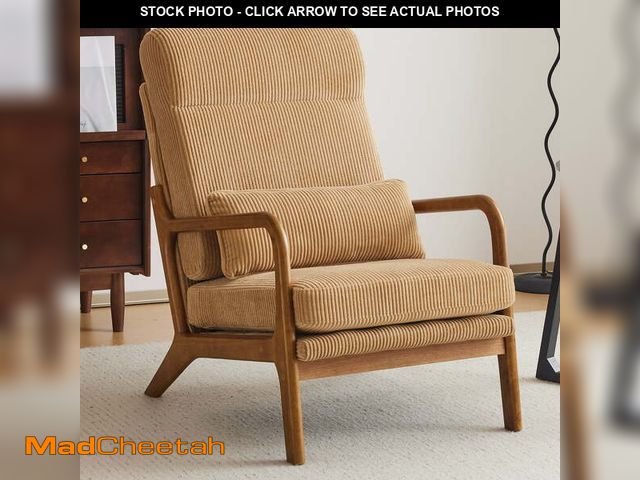 Lot 74-12767131 - Ktaxon Mid Century Modern Accent Chair, Corduroy Armchair, High Back Single Sofa with Solid Wood Fra...