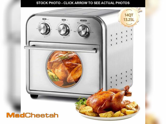 Lot 74-12780092 - (DENTED) 14QT 4-in-1 Air Fryer Toaster Oven Combo | Full Stainless Steel Countertop Oven with Convec...