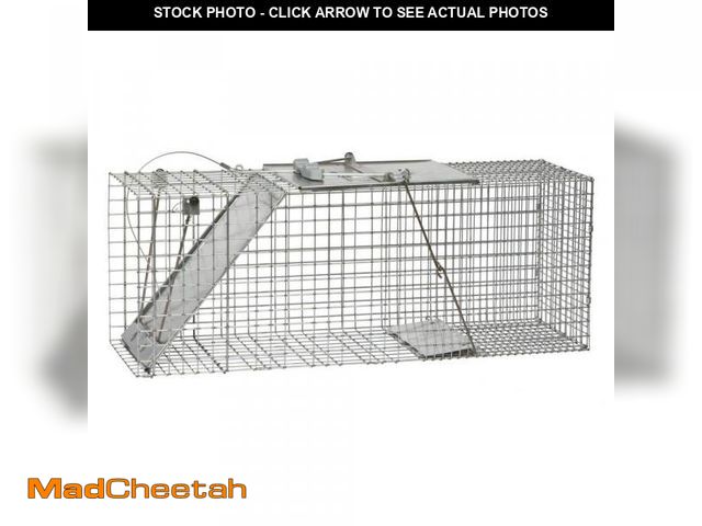 Lot 74-12530641 - Havahart Large 1-Door Easy Set Live Animal Cage Trap for Racoon, Opossum, Muskrat, and Groundhog - U...