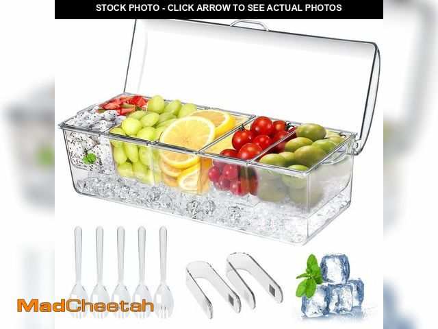 Lot 74-14149579 - Large Ice Chilled Condiment CaddyÃ¯Â¼ÅChilled Condiment Containers Server with Lids for 5 Removable...