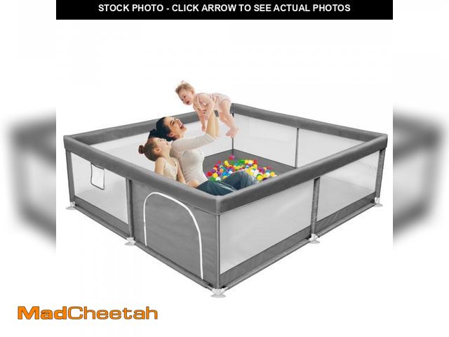 Lot 74-12486974 - Babyeap Baby Playpen Large Play Yard Fence for Toddlers,50"x50" Dark Gray - UNUSED