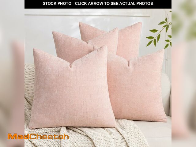 Lot 74-14266001 - Cozoomy Set of 4 Soft Textured Decorative Throw Pillow Covers 18x18 Inch Cozy Farmhouse Cushion Cove...