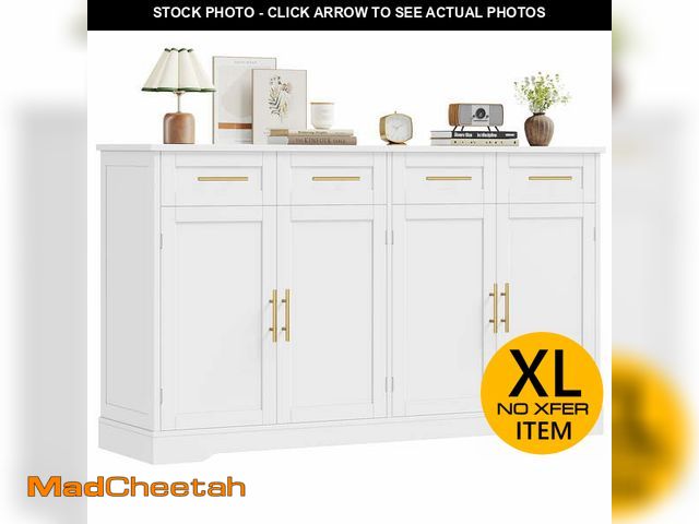 Lot 74-13681103 - Homfa Modern Buffet Cabinet with 4 Drawers and 4 Doors, 59" W Sideboard Buffet Storage Cabinet with ...
