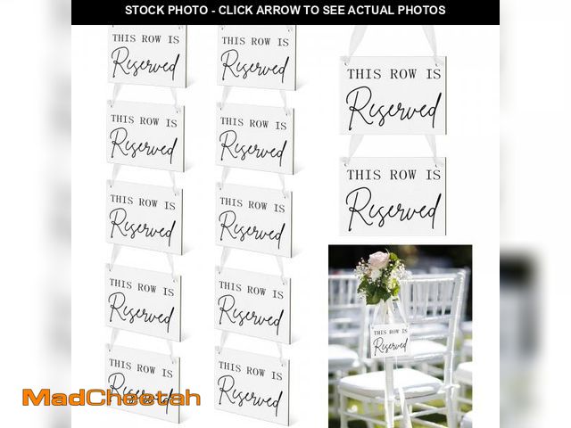 Lot 74-12444790 - Yousoontic 12 Pack Wooden Reserved Row Sign for Wedding Chairs This Row Is Reserved Hanging Signs wi...