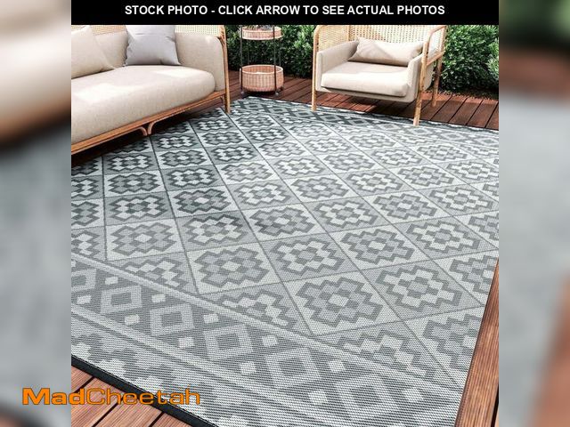 Lot 74-12764061 - SIXHOME Outdoor Rug 9'x12' Waterproof Reversible Patio Rug Modern Lightweight Plastic Straw Indoor O...