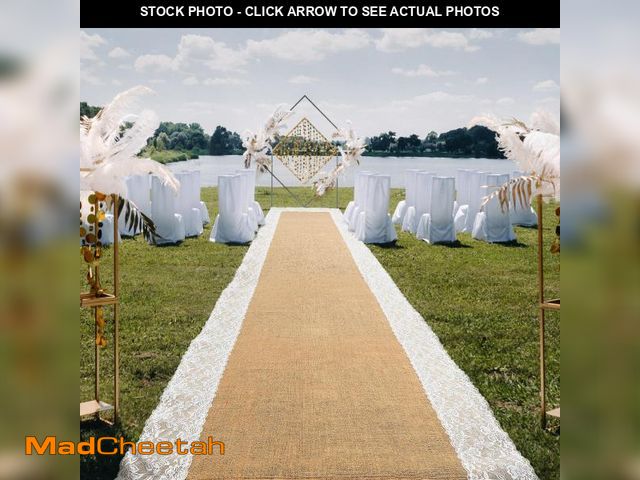 Lot 74-12311829 - Preboun 3ft x 20 ft Natural Burlap Wedding Runner Aisle Outdoor for Wedding Ceremony Wide Aisle Runn...
