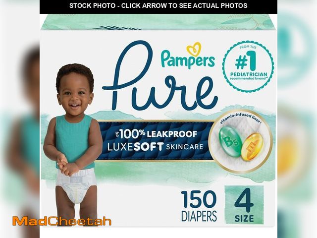 Lot 74-12664557 - Pure Protection Baby Diapers, Size 4, 150 Count, Up to 100% Leakproof, Premium Plant-based Skin Prot...