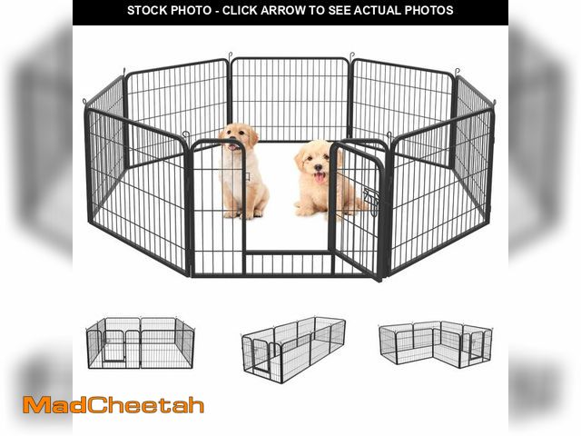 Lot 74-13803593 - FDW Dog Playpen Dog Pen Dog Kennel 8 Panel 24 Inch Hight Indoor Outdoor Folding Metal Portable Puppy...