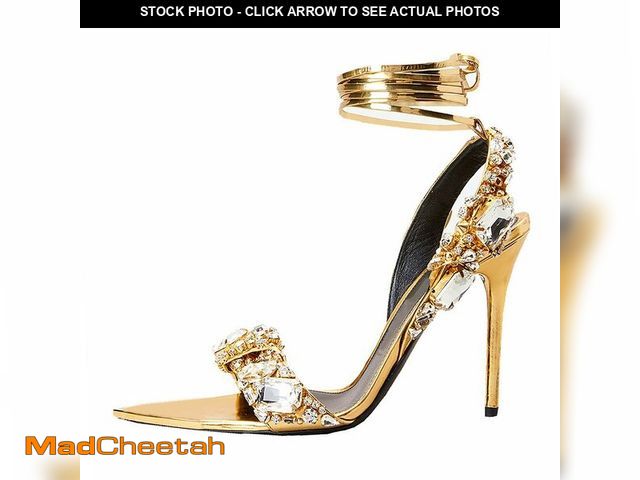 Lot 74-13571096 - Kluolandi Women's Strappy Stiletto Heels with Crystal Lace Up Gladiator Sexy Open Toe High Heeled Sa...