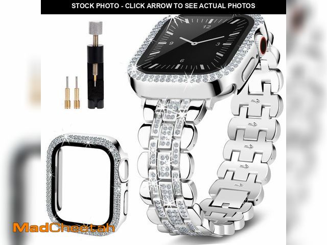 Lot 74-12698777 - beu1st Bling Bands Compatible with Apple Watch Band 45mm for Women, Diamond Jewelry Replacement Meta...
