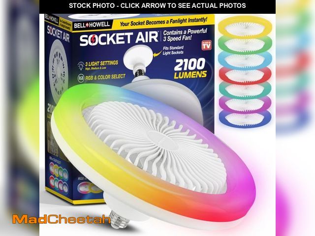 Lot 74-12533432 - Bell + Howell Socket Fan Ceiling Fan Light Indoor with Remote Dimmable LED Light 2100 Lumens RGB - U...