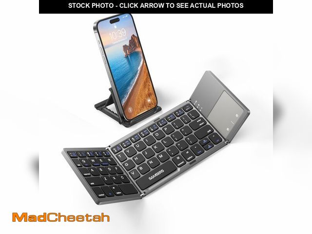 Lot 74-13954093 - Samsers Foldable Bluetooth Keyboard with Touchpad, Portable Wireless Keyboard with Stand Holder, Rec...