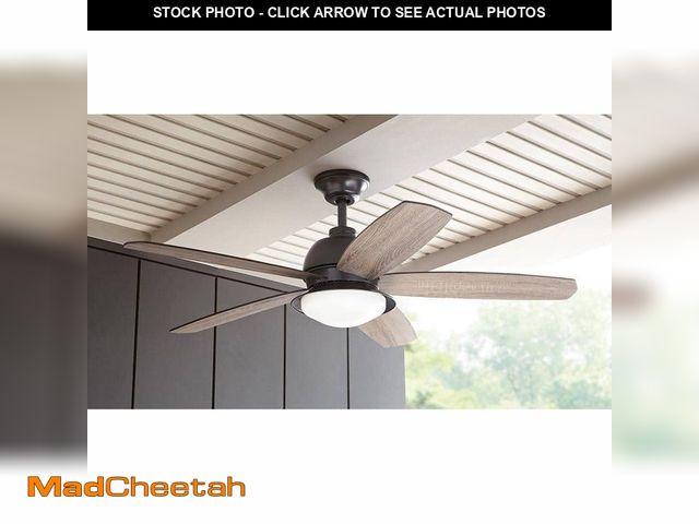 Lot 74-13290764 - Home Decorators Collection Ackerly 52 in. Indoor/Covered Outdoor LED Natural Iron Ceiling Fan with L...
