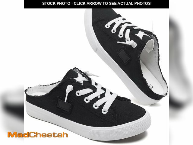 Lot 74-12674432 - BENPAO Womens Canvas Mules White Slip on Fashion Sneakers Black Loafers Comfortable Casual Shoes for...