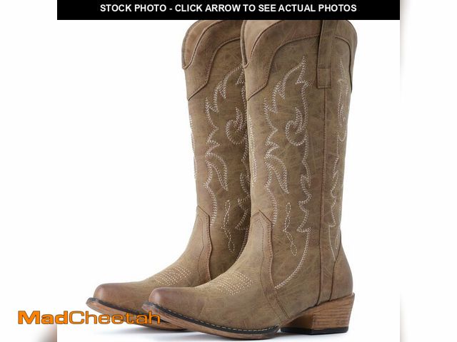 Lot 74-12713236 - IUV Cowboy Boots for Women Mid Calf Fashion Cowgirl Boots with Embroidery Western Snip Toe - UNUSED