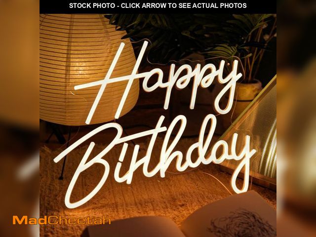 Lot 74-12436908 - Happy Birthday Neon Sign for Wall Decor, Happy Birthday Sign for Backdrop Bedroom Hanging Light Up S...