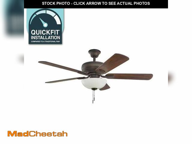 Lot 74-12804240 - *SCRATCHED* Hampton Bay Rothley II 52 in. Indoor LED Bronze Ceiling Fan with Light Kit, Downrod, Rev...