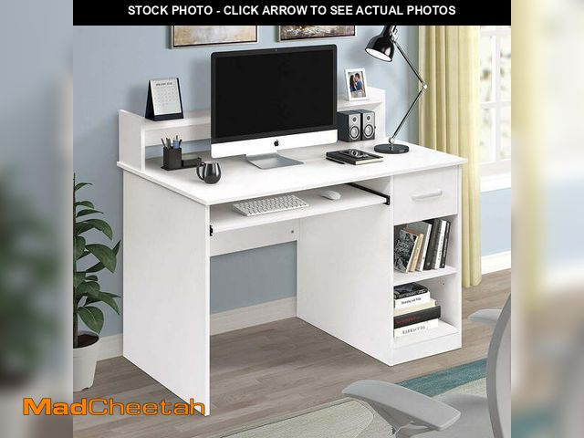 Lot 74-12597465 - (MISSING HARDWARE) Ktaxon Computer Desk Home Office Workstation Laptop Table Drawer Shelf Furniture ...